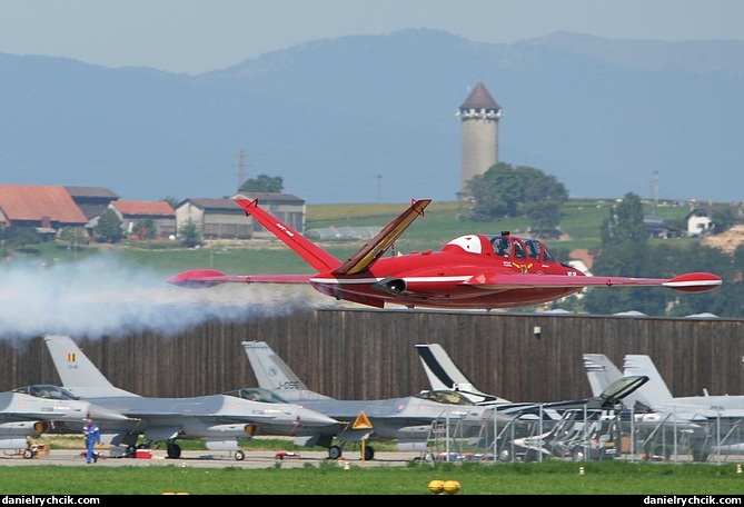 Belgian Fouga Magister in a low-pass