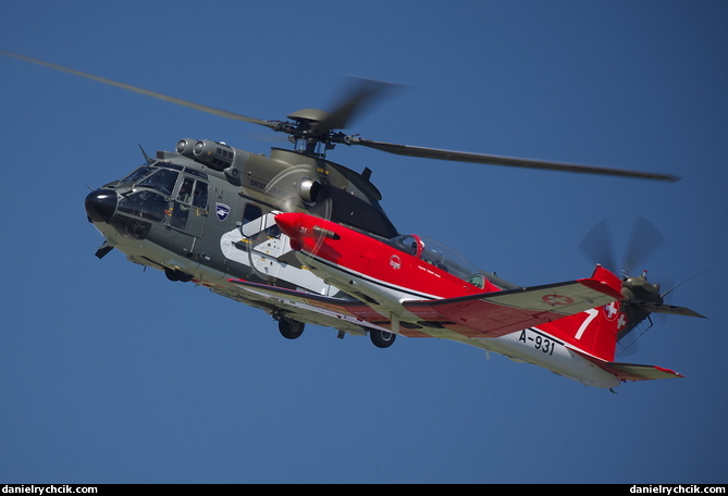 Formation of Pilatus PC-7 and Super Puma