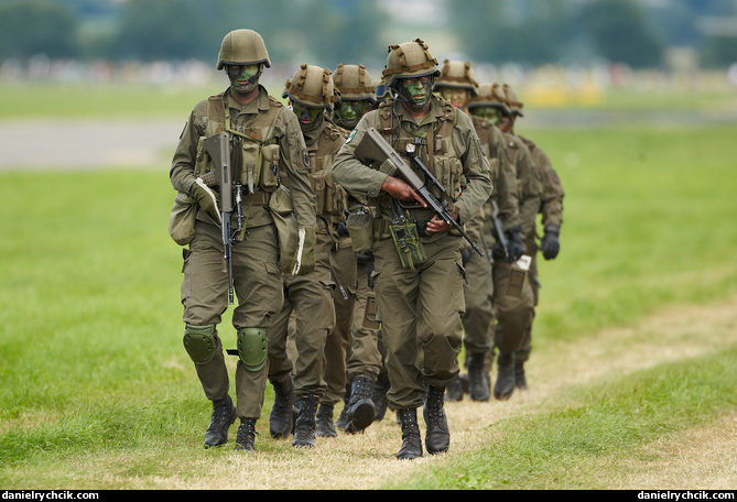 Soldiers participating in airpower demonstration