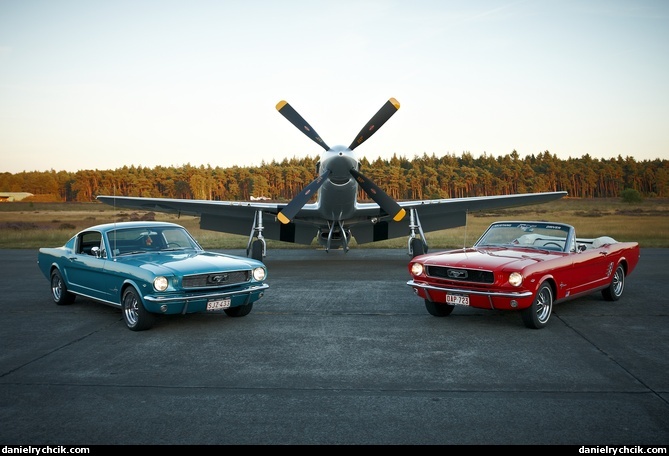 P-51D and Ford Mustang cars