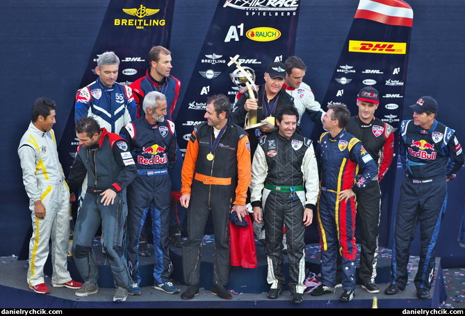 All Red Bull Air Race pilots on the podium
