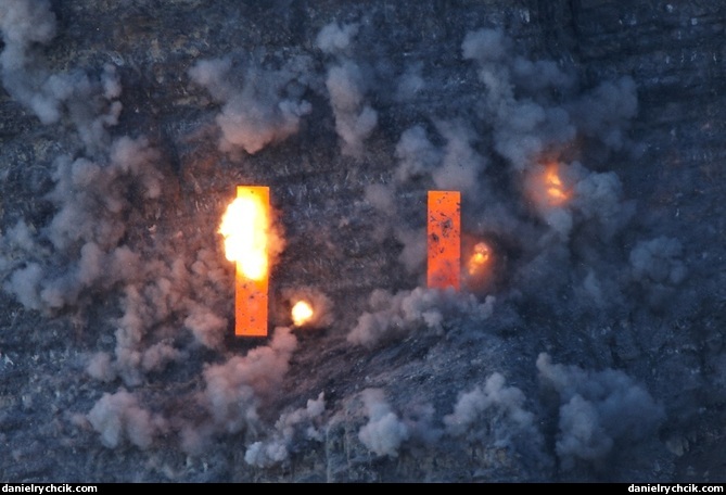 Explosions from the special F-5E Tiger ammunition