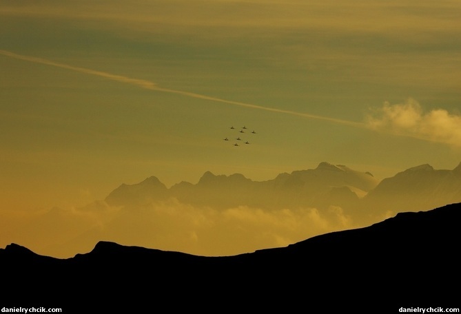 Squadron of the F-5 Tiger in the dusk