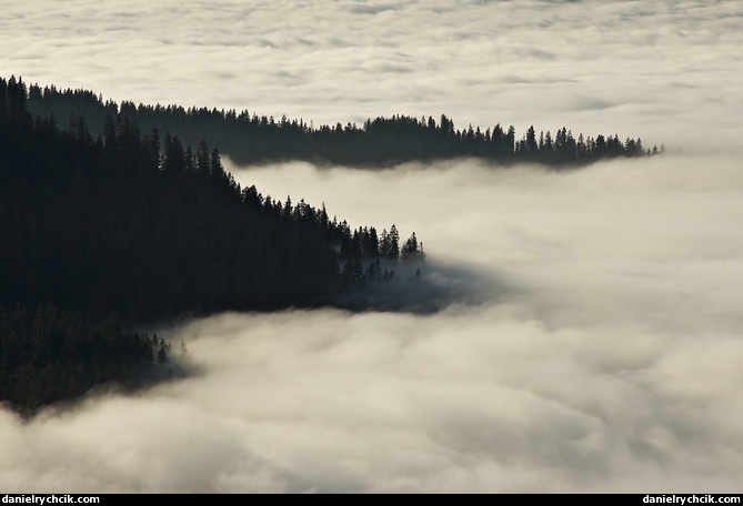 Axalp area covered with clouds