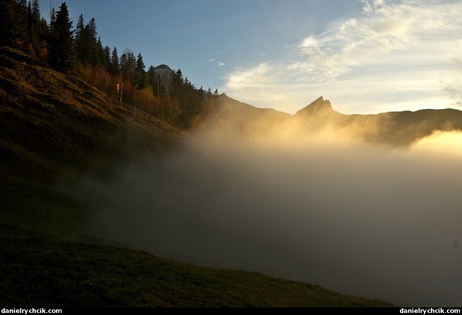 Clouds coming up the Axalp valley