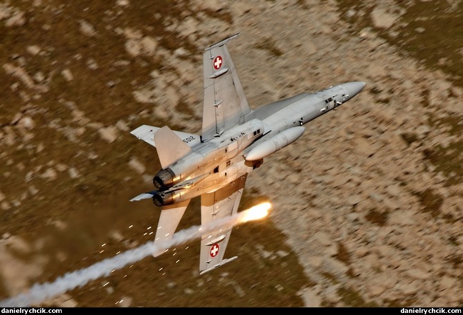 F/A-18C Hornet launching flares