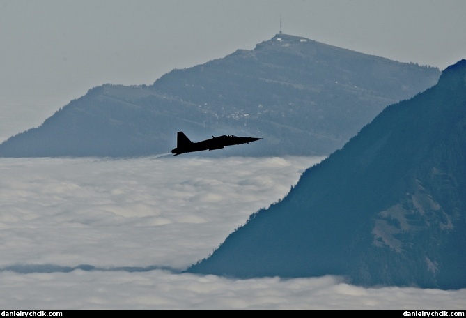 F-5E Tiger above the clouds