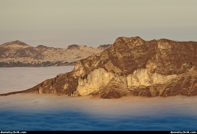 High Alps and the low clouds