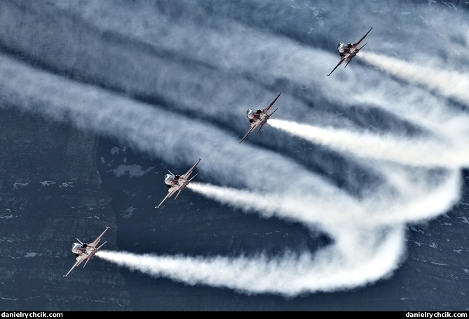 Patrouille Suisse formation in the Axalp valley