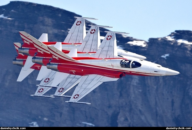 Shadow of the Patrouille Suisse in the Axalp valley