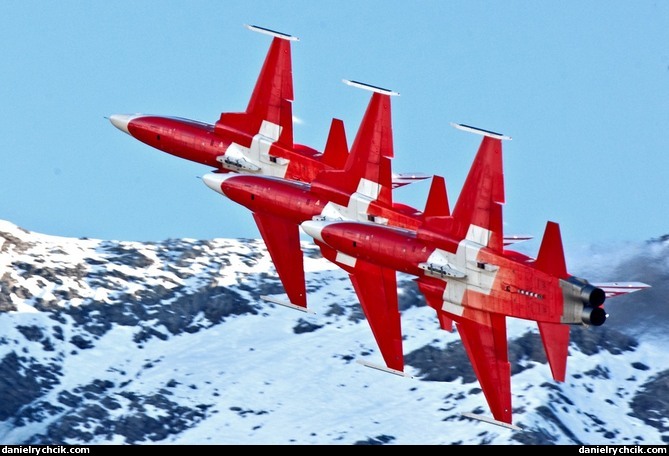 Three Tigers of the Patrouille Suiss in the Axalp valley