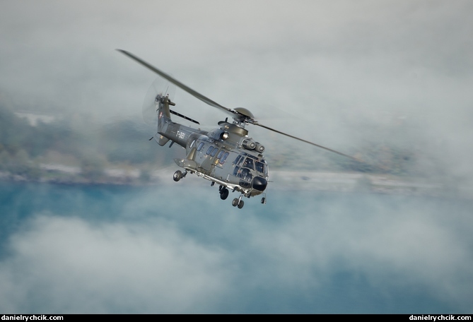 Super Puma above the clouds