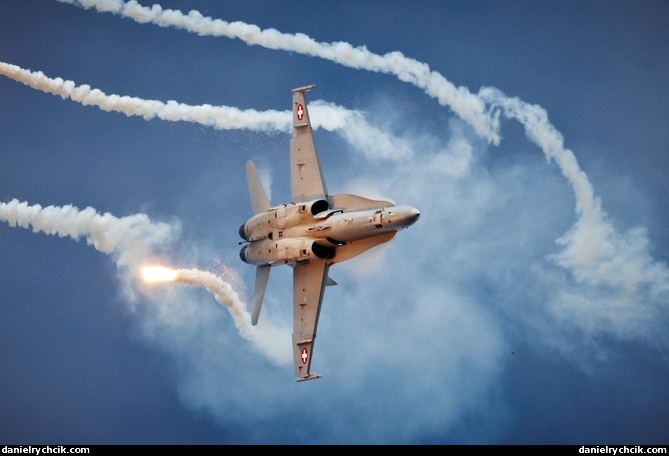 F/A-18C solo display shooting flares