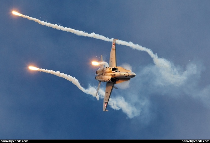F/A-18C solo display shooting flares