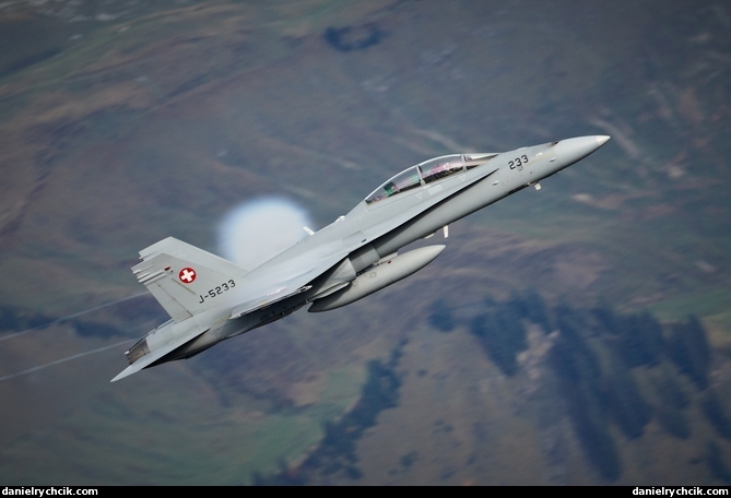 F/A-18D Hornet with condensation cloud