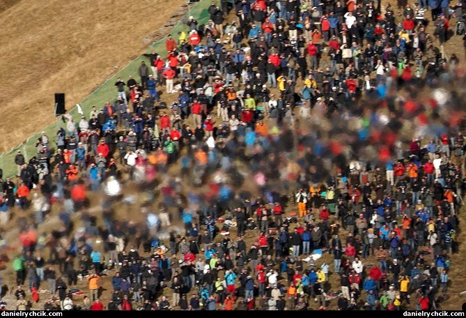 Jetwash of a F-5E Tiger over Axalp crowd