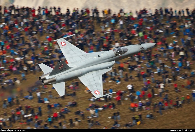 F-5E Tiger above Axalp crowd