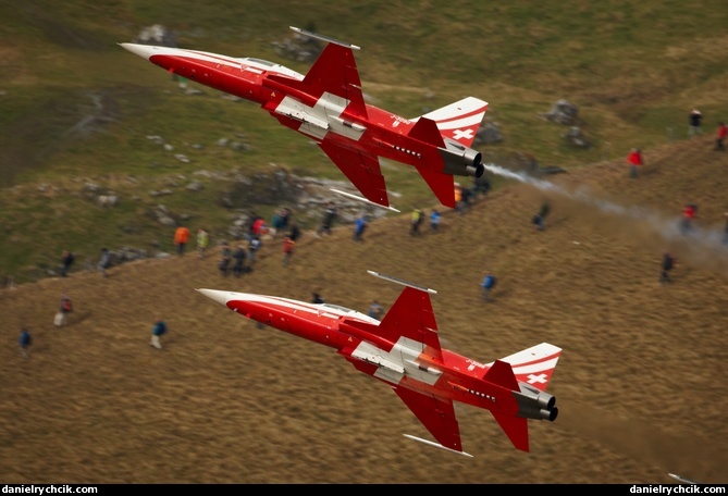 Two Tigers of Patrouille Suisse over Axalp public