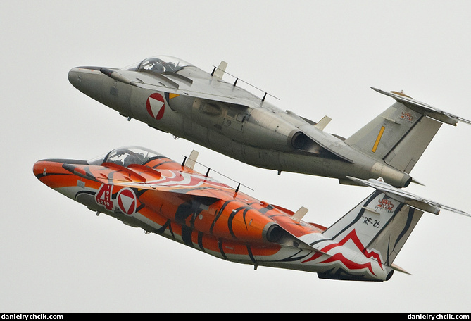 Pair of Austrian Saab 105 taking off