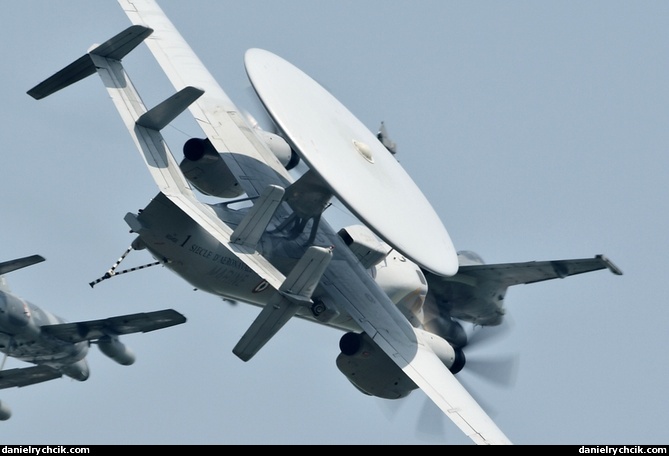 Super Etendard and Hawkeye in formation