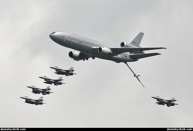 KC10 in formation with F-16's