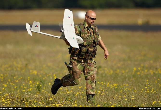 Dutch soldier launching a drone