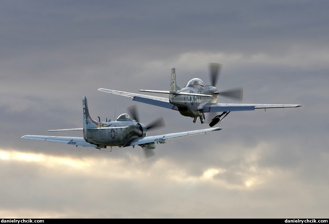 Mustang and Skyraider formation