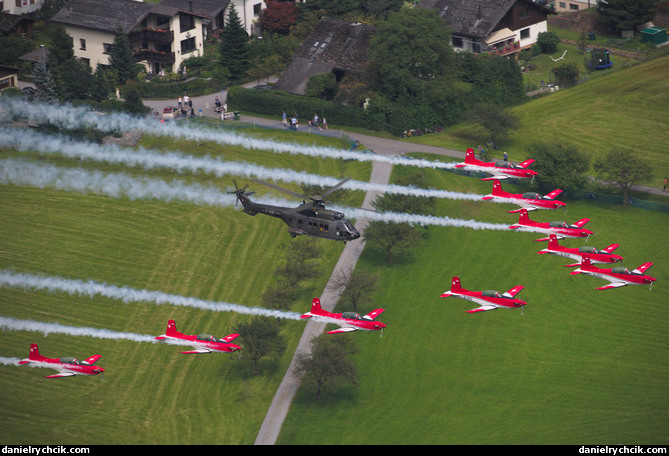 PC-7 Team and Super Puma