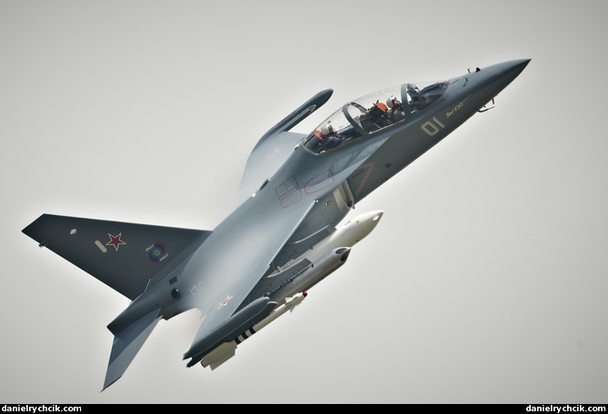 Yakovlev Yak-130 with condensation cloud