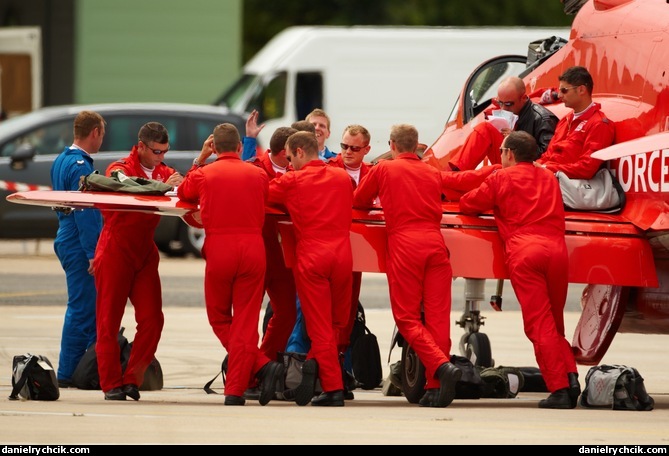 Red Arrows crew after landing