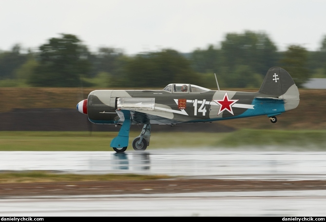 Yak-11 starting display in the rain