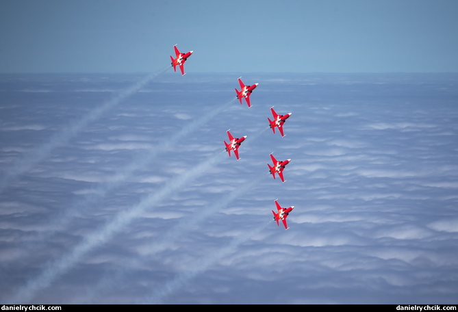 Patrouille Suisse above the clouds