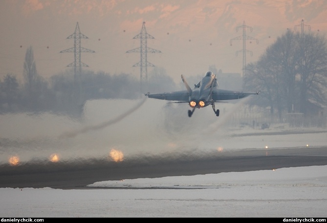 F/A-18C Hornet departing for a morning mission