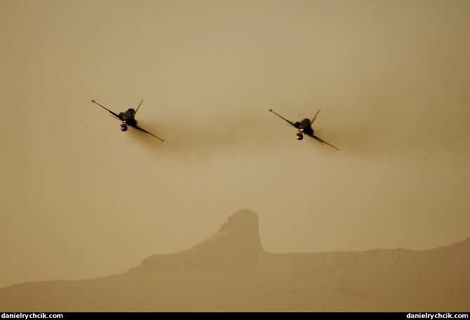 Two F-5E Tiger starting the mission at dawn