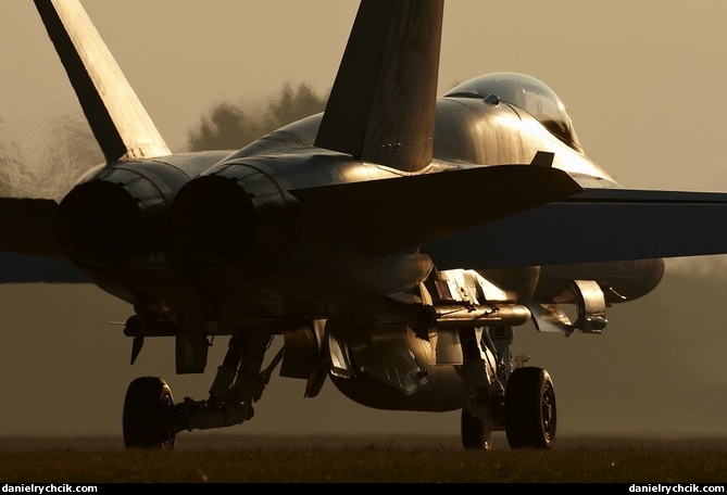 F/A-18C Hornet 'Falcons' rolling on the Payerne taxiway