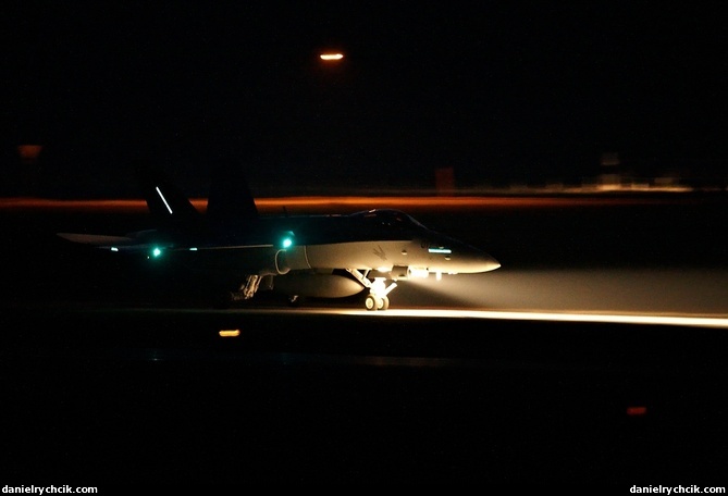 F/A-18C Hornet night landing