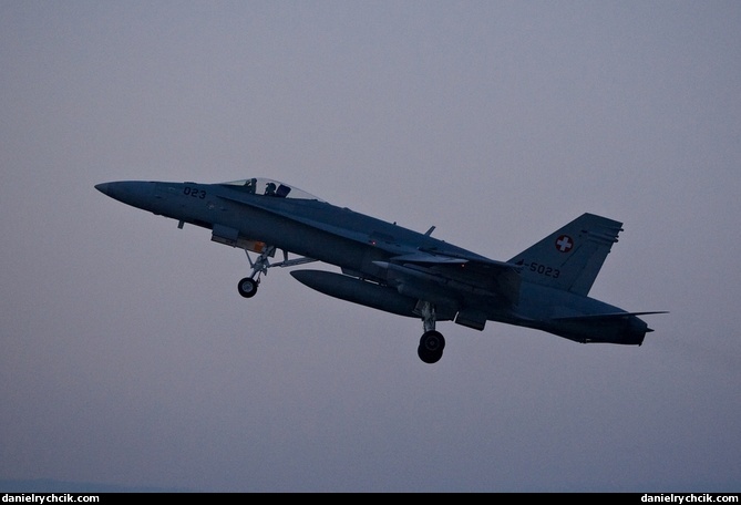 F/A-18C Hornet taking off from Payerne airbase