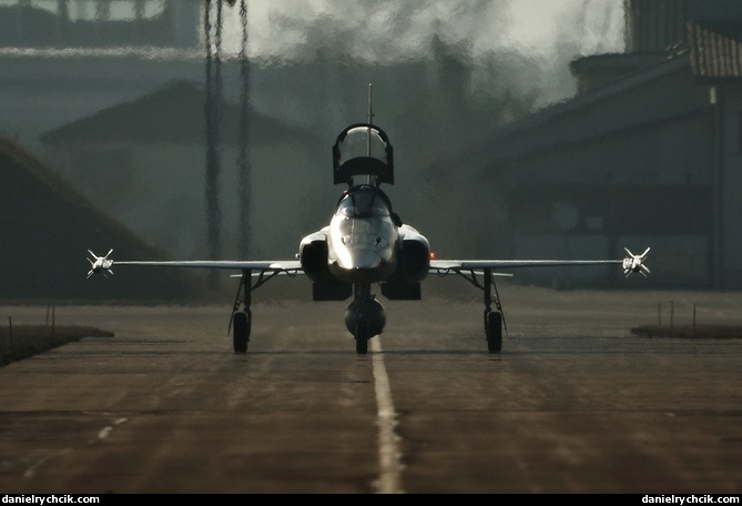 F-5E Tiger rolling after a WEF mission