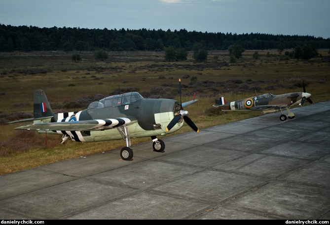 Avenger and Spitfire parked nearby